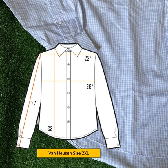 Van Heusen Flex Long Sleeve Button Down Plaid Blue Wrinkle Free Shirt Size 2XL - Picture 2 of 12